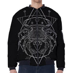 Black And White Cancer Sign Print Zip Sleeve Bomber Jacket