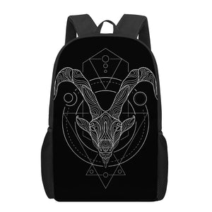 Black And White Capricorn Sign Print 17 Inch Backpack