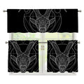 Black And White Capricorn Sign Print 3 Piece Kitchen Curtains