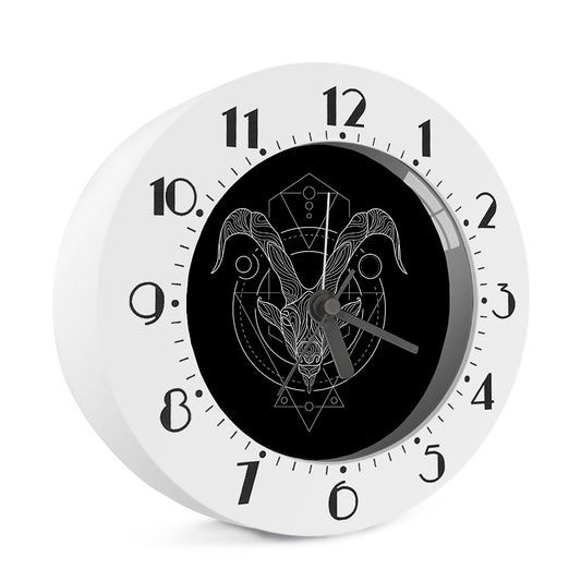 Black And White Capricorn Sign Print Alarm Clock