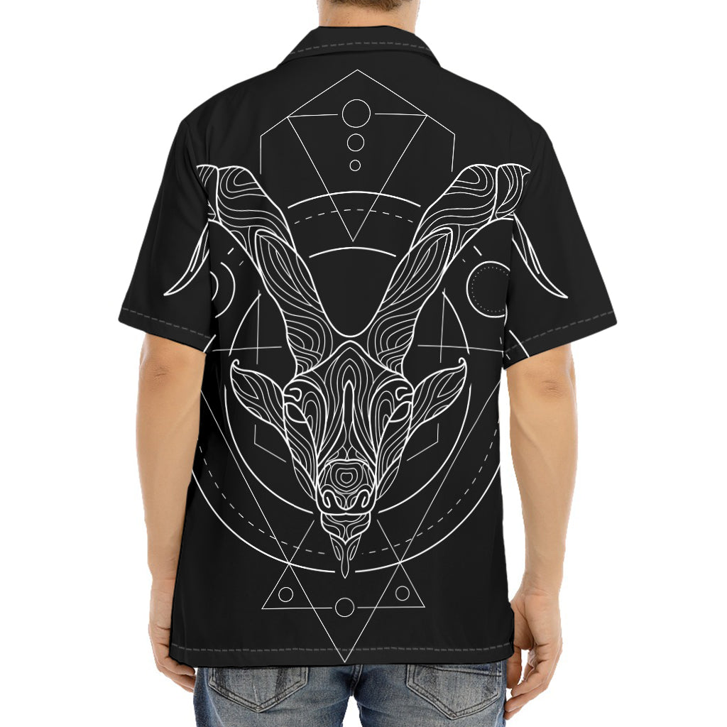 Black And White Capricorn Sign Print Aloha Shirt