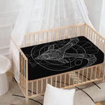 Black And White Capricorn Sign Print Baby Crib Sheet