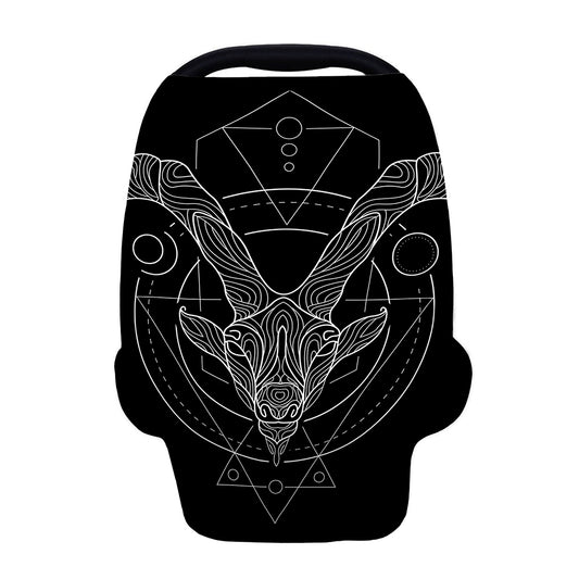 Black And White Capricorn Sign Print Baby Seat Cover