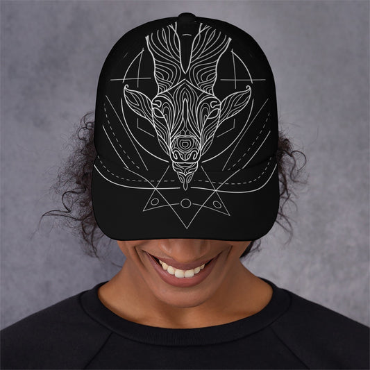Black And White Capricorn Sign Print Baseball Cap