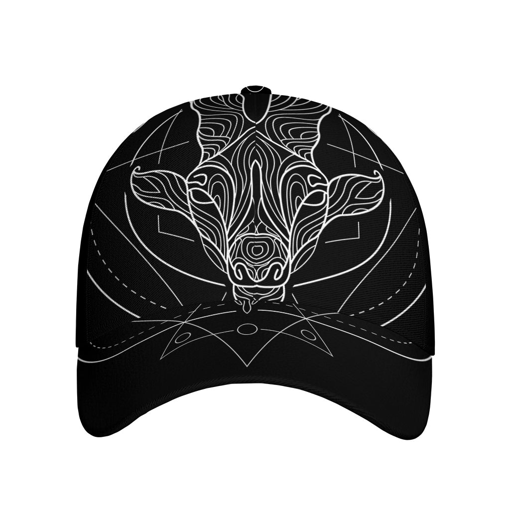 Black And White Capricorn Sign Print Baseball Cap