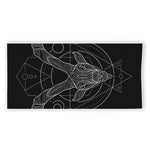 Black And White Capricorn Sign Print Beach Towel