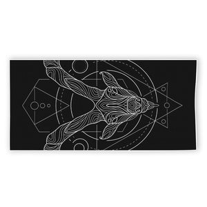 Black And White Capricorn Sign Print Beach Towel