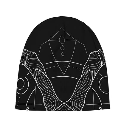 Black And White Capricorn Sign Print Beanie