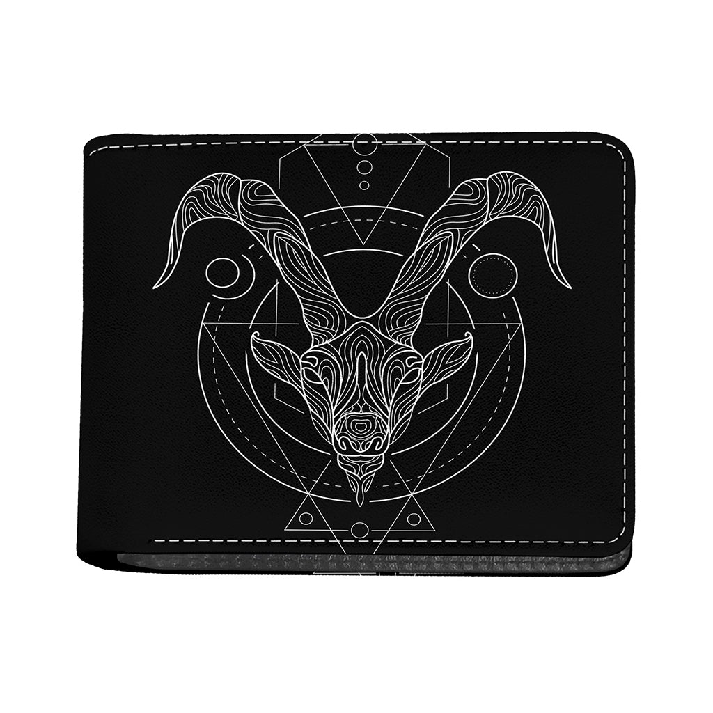 Black And White Capricorn Sign Print Bifold Wallet