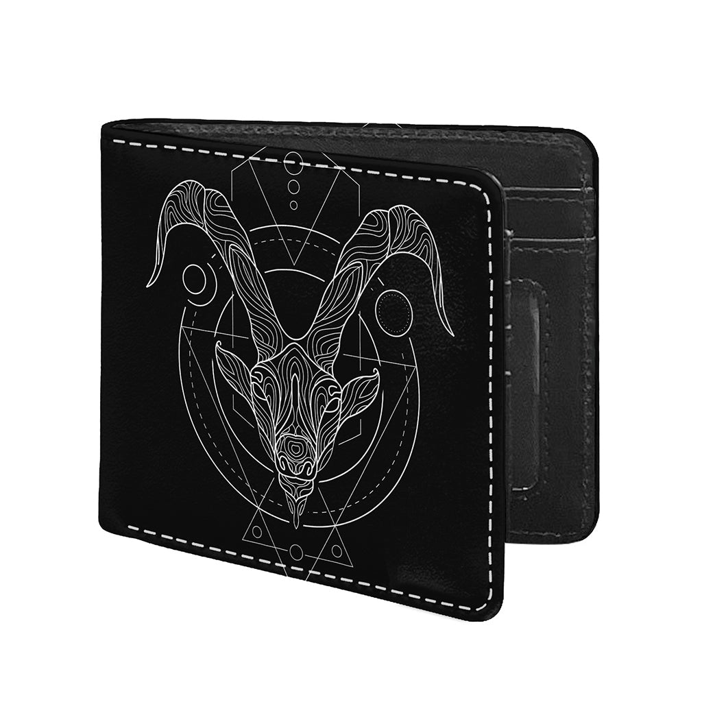 Black And White Capricorn Sign Print Bifold Wallet