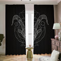 Black And White Capricorn Sign Print Dimout Pencil Pleat Curtains