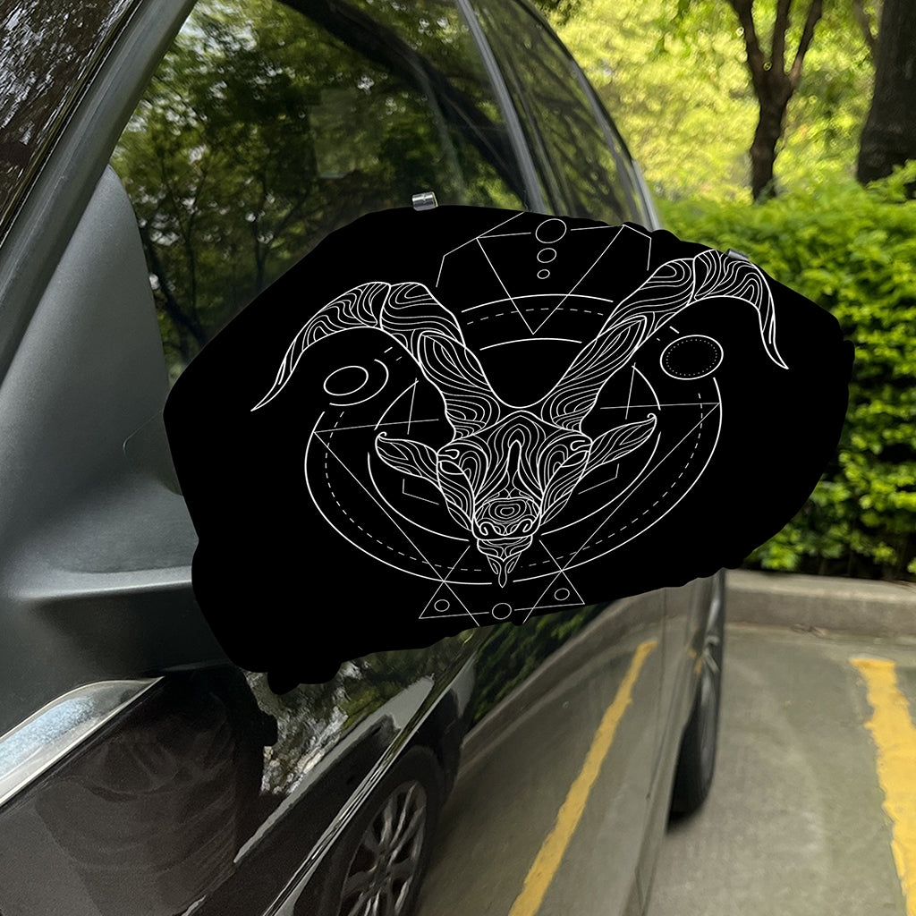 Black And White Capricorn Sign Print Car Side Mirror Covers