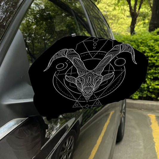Black And White Capricorn Sign Print Car Side Mirror Covers