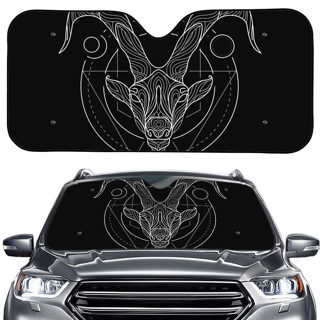 Black And White Capricorn Sign Print Car Windshield Sun Shade