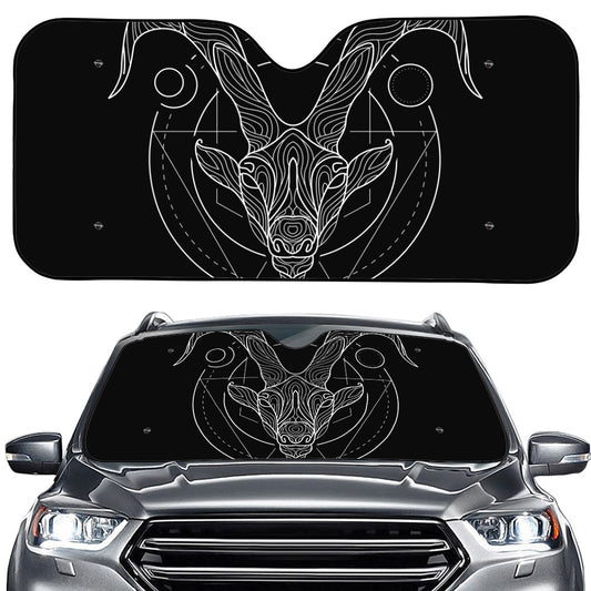 Black And White Capricorn Sign Print Car Windshield Sun Shade