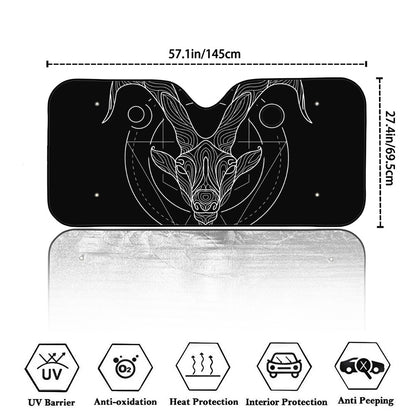 Black And White Capricorn Sign Print Car Windshield Sun Shade