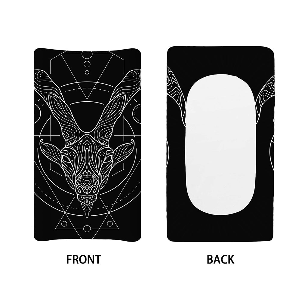 Black And White Capricorn Sign Print Changing Pad Cover