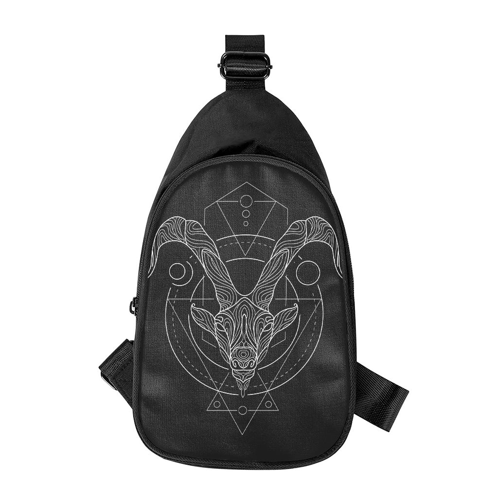 Black And White Capricorn Sign Print Chest Bag