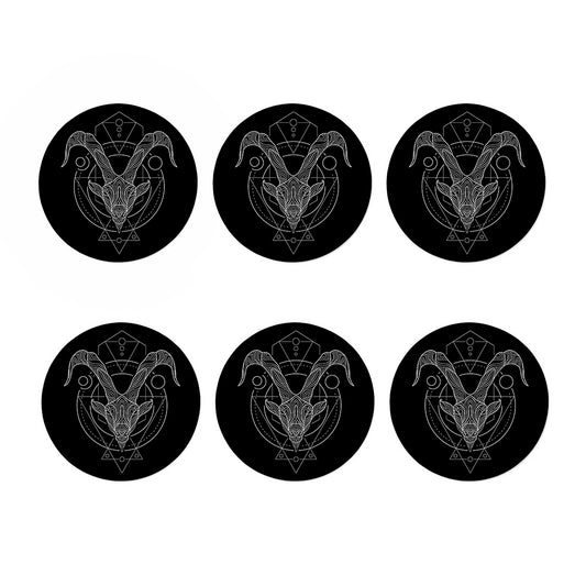 Black And White Capricorn Sign Print Coaster Set