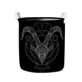 Black And White Capricorn Sign Print Collapsible Laundry Basket