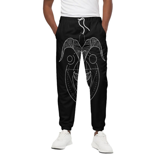 Black And White Capricorn Sign Print Cotton Pants