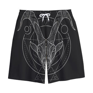 Black And White Capricorn Sign Print Cotton Shorts