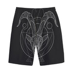 Black And White Capricorn Sign Print Cotton Shorts