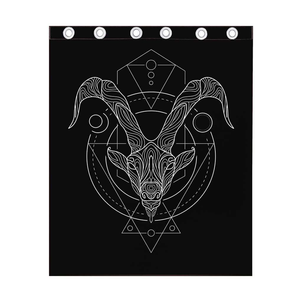 Black And White Capricorn Sign Print Curtain