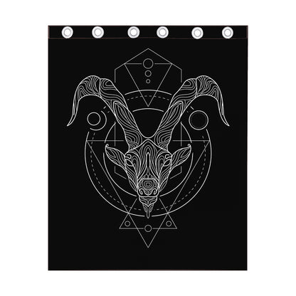 Black And White Capricorn Sign Print Curtain