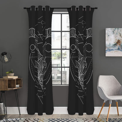Black And White Capricorn Sign Print Curtain