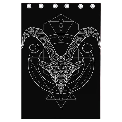 Black And White Capricorn Sign Print Curtain