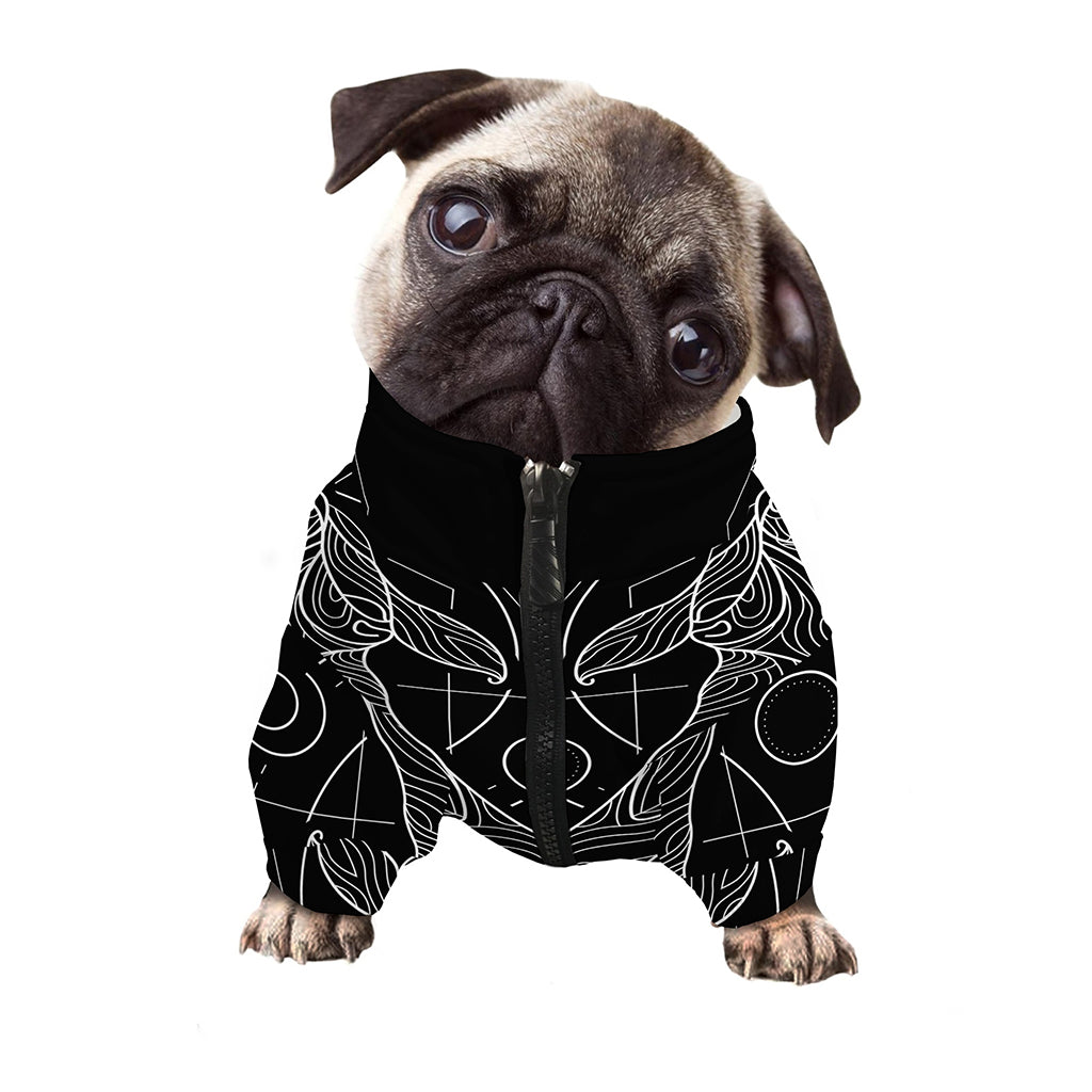 Black And White Capricorn Sign Print Dog Zip Up Jacket