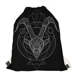 Black And White Capricorn Sign Print Drawstring Bag