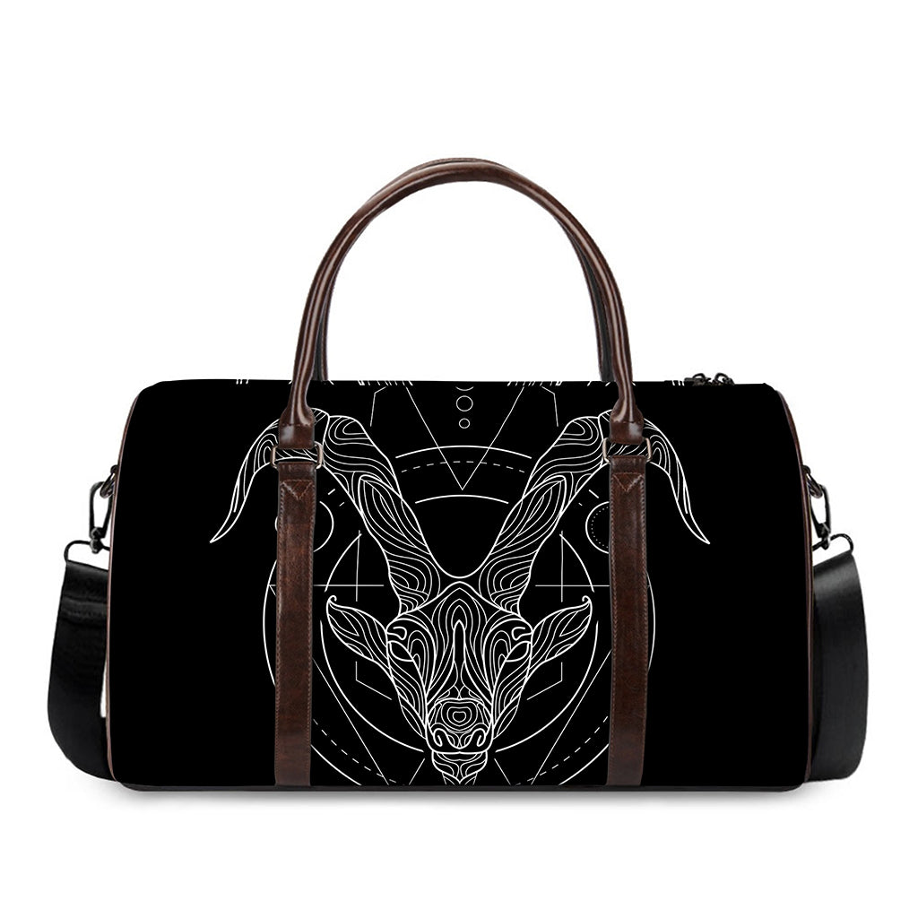 Black And White Capricorn Sign Print Duffle Bag