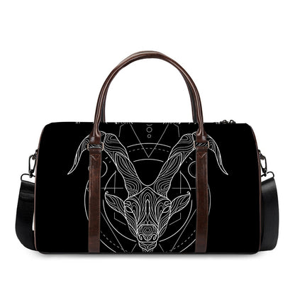 Black And White Capricorn Sign Print Duffle Bag