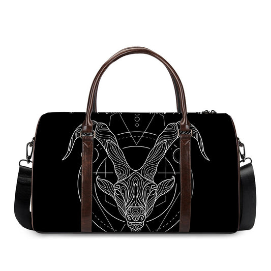 Black And White Capricorn Sign Print Duffle Bag