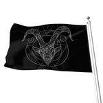 Black And White Capricorn Sign Print Flag