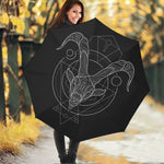 Black And White Capricorn Sign Print Foldable Umbrella