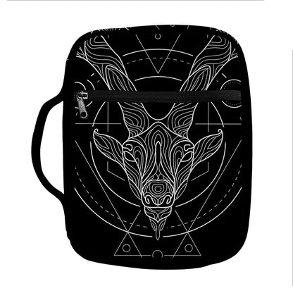 Black And White Capricorn Sign Print Front Pocket Bible Bag
