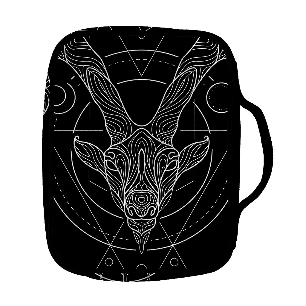 Black And White Capricorn Sign Print Front Pocket Bible Bag