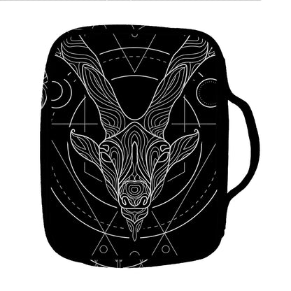 Black And White Capricorn Sign Print Front Pocket Bible Bag