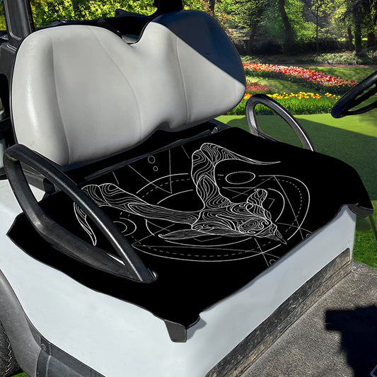 Black And White Capricorn Sign Print Golf Cart Seat Cover