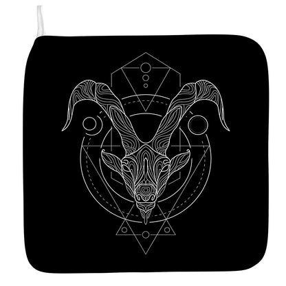 Black And White Capricorn Sign Print Hand Towel