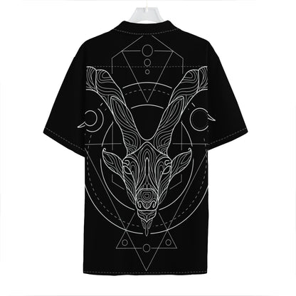 Black And White Capricorn Sign Print Hawaiian Shirt