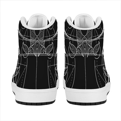 Black And White Capricorn Sign Print High Top Leather Sneakers