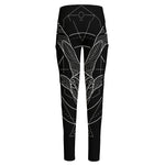 Black And White Capricorn Sign Print High-Waisted Pocket Leggings