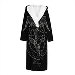 Black And White Capricorn Sign Print Hooded Bathrobe