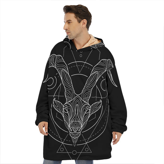 Black And White Capricorn Sign Print Hoodie Blanket