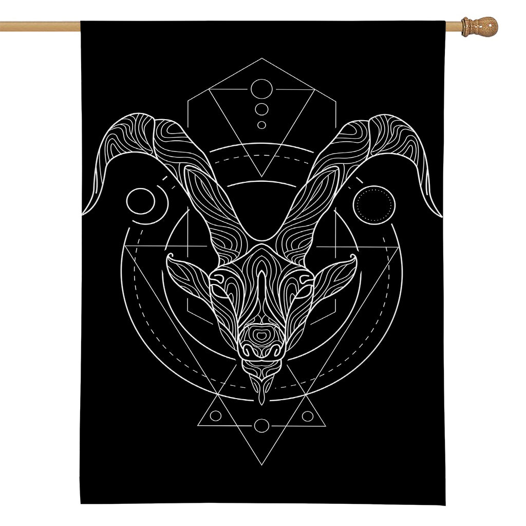 Black And White Capricorn Sign Print House Flag