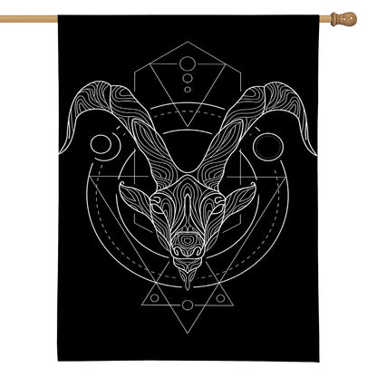 Black And White Capricorn Sign Print House Flag